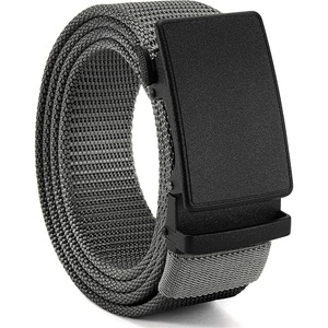 image:imageCHAOREN 15 Nylon Ratchet Belts for Men  Adjustable Casual Work Belt with Slide Buckle  Trim to FitFrosted Matte  Grey