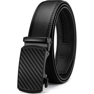 image:imageCHAOREN Leather Ratchet Belt for men 1 38 for Dress Pants  Micro Adjustable Belt Fit EverywhereCarbon Fiber  Black