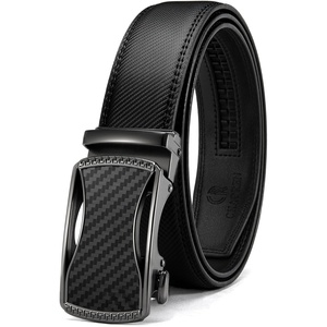 image:imageCHAOREN Leather Ratchet Belt for men 1 38 for Dress Pants  Micro Adjustable Belt Fit EverywhereCurved Carbon Fiber  Black