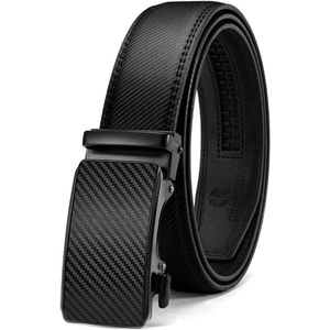 image:imageCHAOREN Leather Ratchet Belt for men 1 38 for Dress Pants  Micro Adjustable Belt Fit EverywhereSquare Buckle  Carbon Fiber