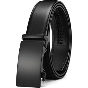 image:imageCHAOREN Leather Ratchet Belt for men 1 38 for Dress Pants  Micro Adjustable Belt Fit EverywhereSquare Smooth Black