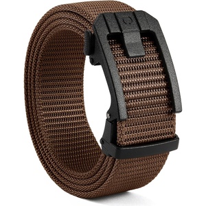image:imageCHAOREN Ratchet Tactical Belt Men  15 Adjustable Nylon Web Belt  Quick Release for Work EDC Outdoor UseFrosted Matte  Brown