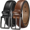 image:imageCHAOREN Leather Dress Belt Men 2 Pack  1 38 Mens Belts for Work Business Casual JeansBlackCognac