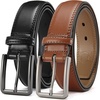image:imageCHAOREN Leather Dress Belt Men 2 Pack  1 38 Mens Belts for Work Business Casual JeansBlackTan