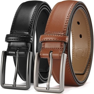 image:imageCHAOREN Leather Dress Belt Men 2 Pack  1 38 Mens Belts for Work Business Casual JeansBlackTan