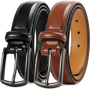 image:imageCHAOREN Leather Dress Belt Men 2 Pack  1 38 Mens Belts for Work Business Casual JeansBrownBlack 32mm