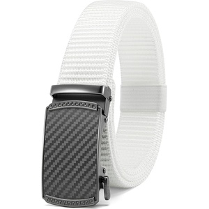 image:imageCHAOREN 15 Nylon Ratchet Belts for Men  Adjustable Casual Work Belt with Slide Buckle  Trim to FitCarbon Fiber ImperialWhite