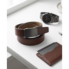 image:imageCHAOREN Ratchet Belt Men  35mm Mens Belt Leather for Casual Jeans  Versatile Fit Customizable StyleGun Metal  Dark Brown