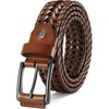 image:imageCHAOREN Mens Braided Leather Belt Casual Woven Leather Belt for Men 35mm Width for Dress Jeans GolfLight Brown