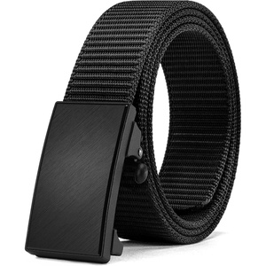 image:imageCHAOREN Nylon Ratchet Belts for Men  Adjustable Web Belt  Automatic Slide Buckle for Casual Golf WorkBrushed Black