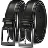 image:imageCHAOREN Leather Dress Belt Men 2 Pack  1 38 Mens Belts for Work Business Casual JeansBlackClassic Black