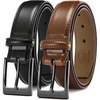 image:imageCHAOREN Leather Dress Belt Men 2 Pack  1 38 Mens Belts for Work Business Casual JeansCognacBlack