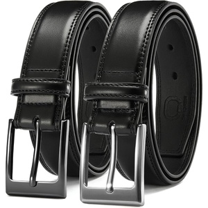 image:imageCHAOREN Leather Dress Belt Men 2 Pack  1 38 Mens Belts for Work Business Casual JeansBlackClassic Black