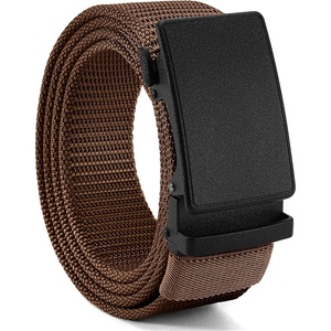image:imageCHAOREN 15 Nylon Ratchet Belt Men  Casual Work Belt for Jeans  Quick Release Zinc Alloy Buckle Micro Adjustable Fit for EDC Everyday Wear Trim to FitFrosted Matte  Brown
