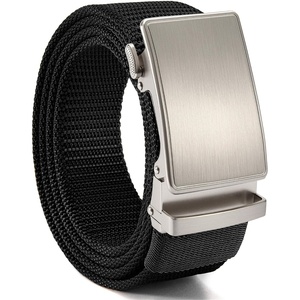 image:imageCHAOREN 15 Nylon Ratchet Belt Men  Casual Work Belt for Jeans  Quick Release Zinc Alloy Buckle Micro Adjustable Fit for EDC Everyday Wear Trim to FitSilver  Black