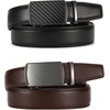 image:imageCHAOREN Leather Ratchet Belt Men 2 Pack  Adjustable Fit Dress Belt  Automatic Slide Buckle Precise MicroAdjust Trim to Fit Business amp Casual Wear GiftBoxedCharcoal Depiction BlackDark Brown