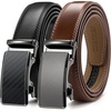 image:imageCHAOREN Leather Ratchet Belt Men 2 Pack  Adjustable Fit Dress Belt  Automatic Slide Buckle Precise MicroAdjust Trim to Fit Business amp Casual Wear GiftBoxedWeaven BlackCognac