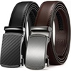 image:imageCHAOREN Leather Ratchet Belt Men 2 Pack  Adjustable Fit Dress Belt  Automatic Slide Buckle Precise MicroAdjust Trim to Fit Business amp Casual Wear GiftBoxedCharcoal Depiction BlackDark Brown