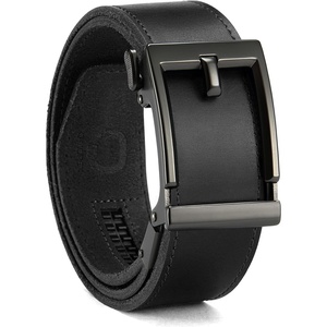 image:imageCHAOREN Mens Ratchet Belt  15 Mens Belt Leather for Casual Jeans  Smooth Sliding Track Microadjustable Trim to Fit Daily Wear Gift BoxFull Grain Black