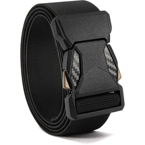 image:imageCHAOREN Tactical Belt  15 Work Belt for Military EDC  Heavy Duty Quick Release Zinc Alloy Buckle Stretchy Nylon for EMT EMS HikingCarbon Fiber Black