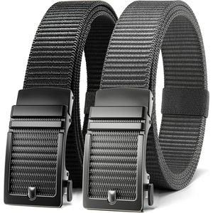 image:imageCHAOREN 15 Nylon Ratchet Belt Men  Casual Work Belt for Jeans  Quick Release Zinc Alloy Buckle Micro Adjustable Fit for EDC Everyday Wear Trim to FitClassic  Black  Grey 35mm