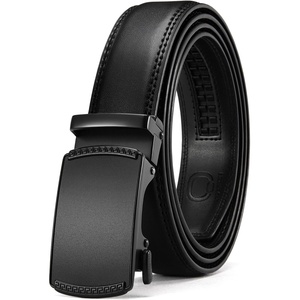 image:imageCHAOREN Leather Ratchet Belt for Men  Mens Dress belt Customizable Fit  Automatic Slide Buckle Microadjustable Trim to Fit Business amp Casual Wear GiftBoxedAnodized  Black