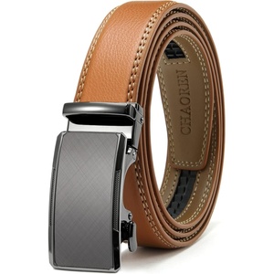 image:imageCHAOREN Leather Ratchet Belt for Men  Mens Dress belt Customizable Fit  Automatic Slide Buckle Microadjustable Trim to Fit Business amp Casual Wear GiftBoxedRadiant Ore  Light Brown