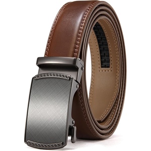 image:imageCHAOREN Leather Ratchet Belt for Men  Mens Dress belt Customizable Fit  Automatic Slide Buckle Microadjustable Trim to Fit Business amp Casual Wear GiftBoxedCharcoal Depiction  Cognac