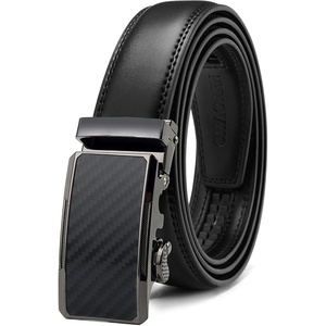 image:imageCHAOREN Leather Ratchet Belt for Men  Mens Dress belt Customizable Fit  Automatic Slide Buckle Microadjustable Trim to Fit Business amp Casual Wear GiftBoxedClassic Carbon Fiber  Black