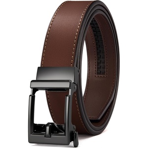 image:imageCHAOREN Ratchet Belt Men  1 38 Mens Belt Leather for Casual Jeans  Smooth Sliding Track Microadjustable Trim to Fit Daily Wear Gift BoxBrown