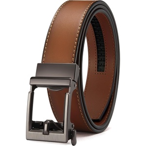 image:imageCHAOREN Ratchet Belt Men  1 38 Mens Belt Leather for Casual Jeans  Smooth Sliding Track Microadjustable Trim to Fit Daily Wear Gift BoxBrown Tan