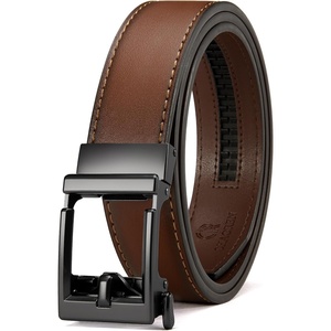 image:imageCHAOREN Ratchet Belt Men  1 38 Mens Belt Leather for Casual Jeans  Smooth Sliding Track Microadjustable Trim to Fit Daily Wear Gift BoxChocolate Brown