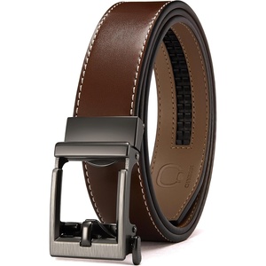 image:imageCHAOREN Ratchet Belt Men  1 38 Mens Belt Leather for Casual Jeans  Smooth Sliding Track Microadjustable Trim to Fit Daily Wear Gift BoxCognac