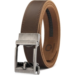 image:imageCHAOREN Ratchet Belt Men  1 38 Mens Belt Leather for Casual Jeans  Smooth Sliding Track Microadjustable Trim to Fit Daily Wear Gift BoxFull Grain Brown