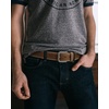 image:imageCHAOREN Mens Belts Casual for Jeans  FullGrain Leather Durable CowhideBrown  Distressed Silver