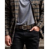 image:imageCHAOREN Mens Belts Casual for Jeans  FullGrain Leather Durable CowhideBrown D  Distressed Gun