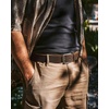 image:imageCHAOREN Mens Belts Casual for Jeans  FullGrain Leather Durable CowhideDark Brown  Distressed Silver