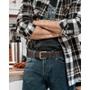 image:imageCHAOREN Mens Belts Casual for Jeans  FullGrain Leather Durable CowhideDark Brown  Distressed Silver