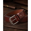 image:imageCHAOREN Mens Belts Casual for Jeans  FullGrain Leather Durable CowhideItalian Chestnut  Distressed Silver