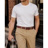 image:imageCHAOREN Mens Belts Casual for Jeans  FullGrain Leather Durable CowhideItalian Chestnut  Distressed Silver