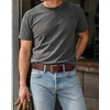 image:imageCHAOREN Mens Belts Casual for Jeans  FullGrain Leather Durable CowhideItalian Chestnut  Distressed Silver