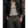 image:imageCHAOREN Mens Belts Casual for Jeans  FullGrain Leather Durable CowhideItalian Chestnut  Distressed Silver