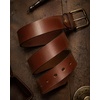 image:imageCHAOREN Mens Belts Casual for Jeans  FullGrain Leather Durable CowhideItalian Cognac  Distressed Gold