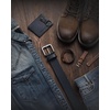 image:imageCHAOREN Mens Belts Casual for Jeans  FullGrain Leather Durable CowhideNavy  Distressed Gun