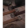 image:imageCHAOREN Mens Belts Casual for Jeans  FullGrain Leather Durable CowhideRust Brown  Silver