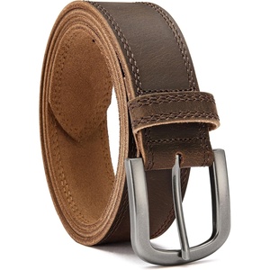 image:imageCHAOREN Mens Belts Casual for Jeans  FullGrain Leather Durable CowhideBrown D  Distressed Gun