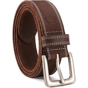 image:imageCHAOREN Mens Belts Casual for Jeans  FullGrain Leather Durable CowhideBrown P  Silver