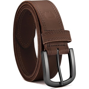 image:imageCHAOREN Mens Belts Casual for Jeans  FullGrain Leather Durable CowhideDark Brown  Gun