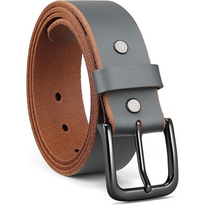image:imageCHAOREN Mens Belts Casual for Jeans  FullGrain Leather Durable CowhideGray K  Gun