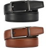 image:imageCHAOREN Click Belts for Men 2 Pack  1 38 Leather Ratchet BeltGunBrown